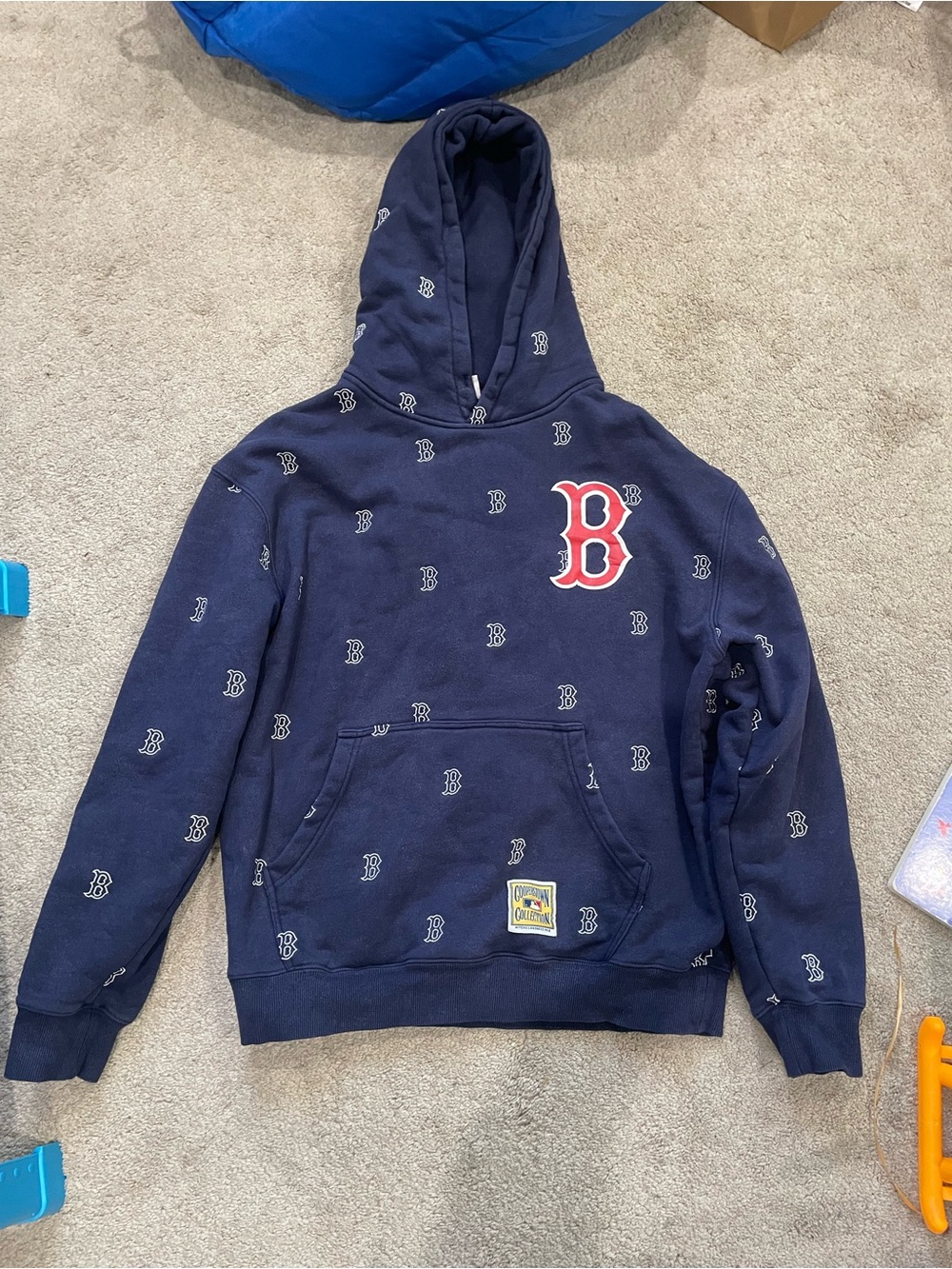 Cooperstown Collection Mitchell & Ness Navy MLB Boston Red Sox Patch Sweatshirt